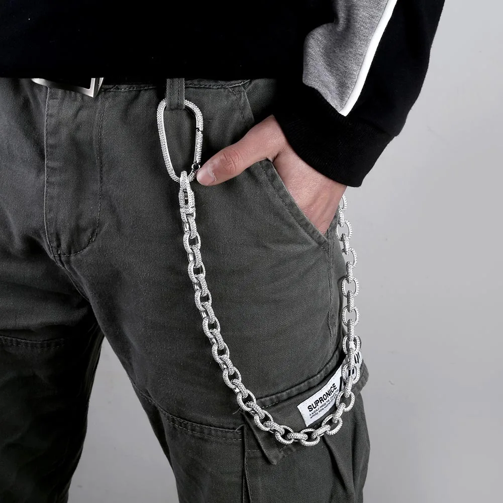TOPGRILLZ New Iced Out Carabiner Keychain For Men Gold Silver Color Hip Hop Charm Jewelry Solid Copper With 5A CZ Keychain Gifts