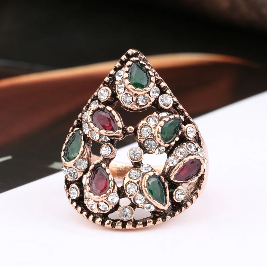 Kinel Retro Ring Trendy Women Jewelry Gold Color Unique Party Antique Rings Turkish Jewelery 2017 New