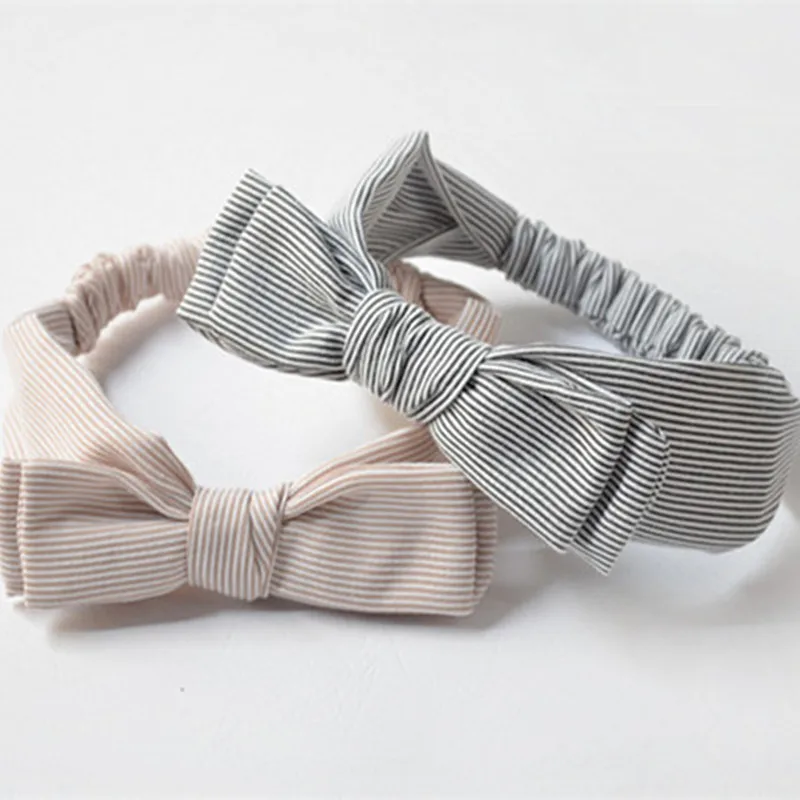 Fashion Baby Girls Bow Top Knot Headband Children Turban Headwrap Gingham Baby Elastic Cotton Bow Head