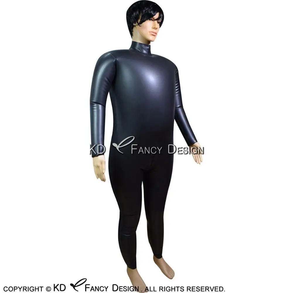 Black Sexy Inflatable Latex Catsuit With Back Zip Rubber Bodysuit Overall Zentai Body Suit LTY-0083