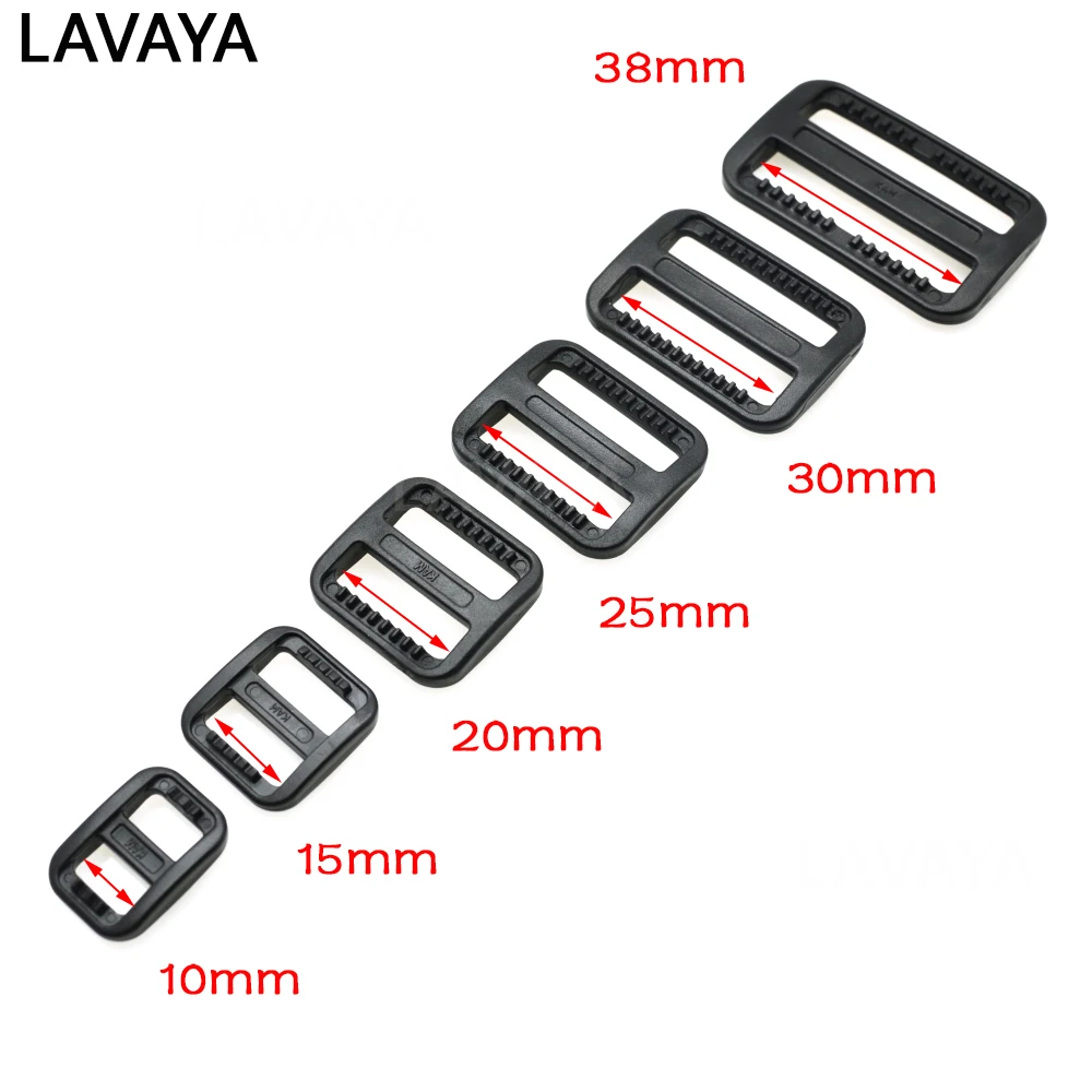 10pcs Plastic Tri-Glides Slider Adjustable Buckle Moll Tactical Bag Parts Webbing Size 10mm 15mm 20mm 25mm 30mm 38mm