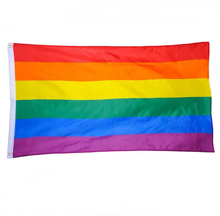 100PCS Rainbow Flags Lesbian Gay Parade Banners LGBT Pride Flag Polyester Colorful Rainbow Flag for Decoration 90x150cm ni289