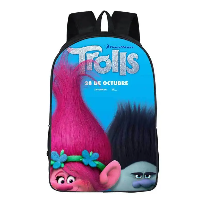 Mochila Infantil de dibujos animados para niños de 7 a 13 años, de 16 pulgadas de Trolls morral, Mochilas escolares para niñas