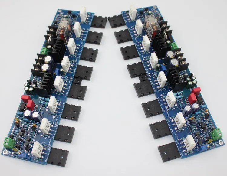 

Reference to the golden voice circuit E405 300W amplifier board ( A1943 / C5200 and 2SA1930 / 2SC5171 )