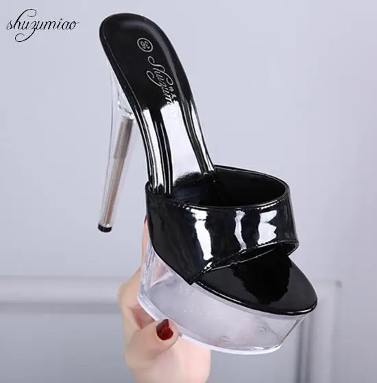 Model Catwalk Women Shoes Slippers Explosive Sexy Floral High heel Shoes 15CM Sandals Crystal Shoes Female Wedding Shoes