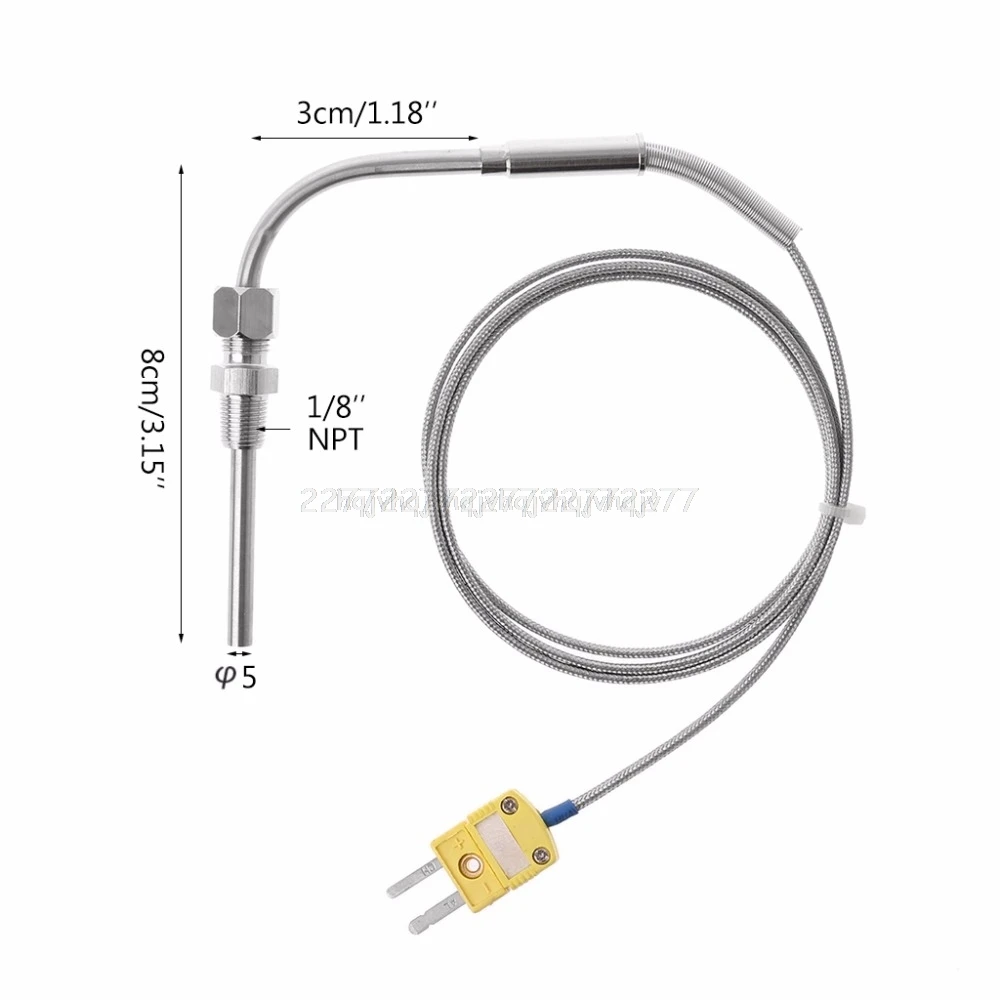 EGT K Type Thermocouple Temperature Controller Tools 0-1250C Exhaust Gas Temp Probe Connector with Exposed Tip My06 19