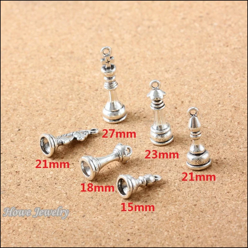 180pcs Vintage international chess 3D Charms  Pendant  Fit Bracelets Necklace DIY Metal Jewelry Making B115