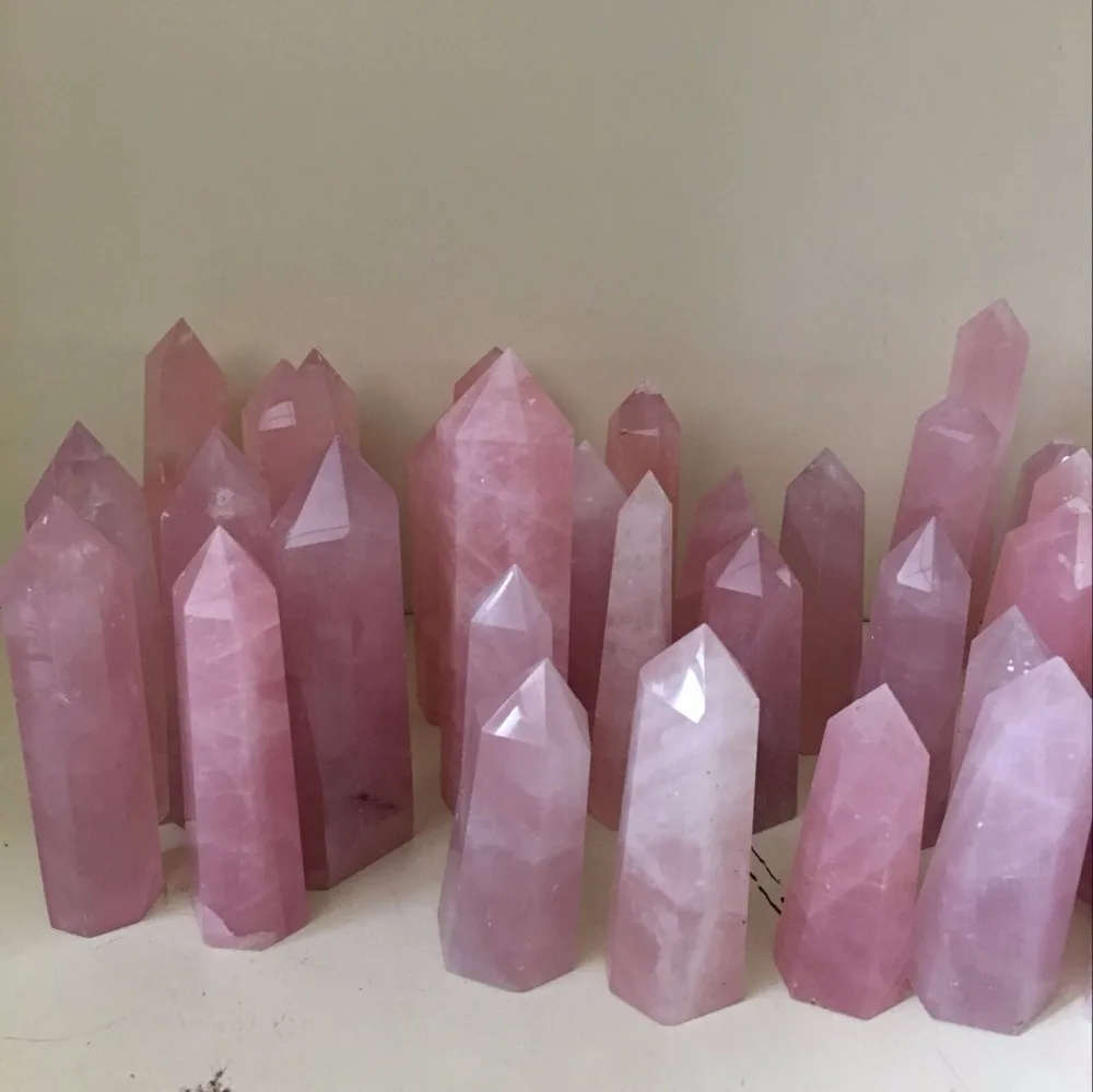 5kg 5-10cm wholesale Natural Rock Pink Rose Quartz Crystal Wand Point Healing Mineral Stone