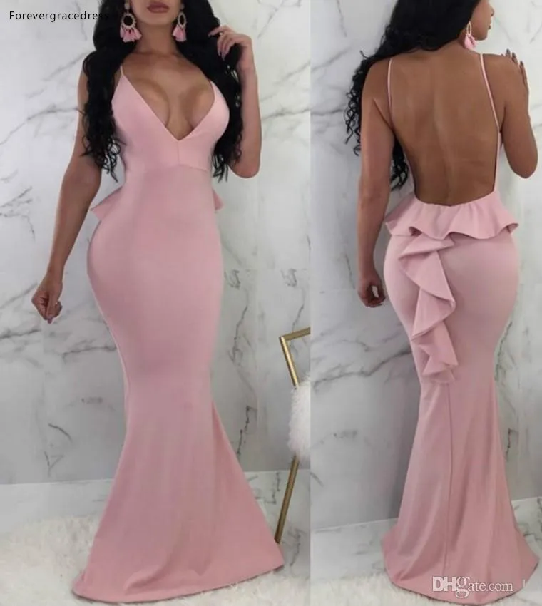 2019 Diepe V-hals Prom Dress Spaghettibandjes Mouwloze Formele Pageant Feestdagen Dragen Graduation Avond Party Gown Custom Made