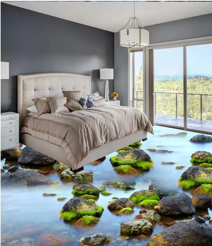 

3D wallpaper floor for living room liver PVC waterproof floor 3D room wallpaper floor Home Decoration