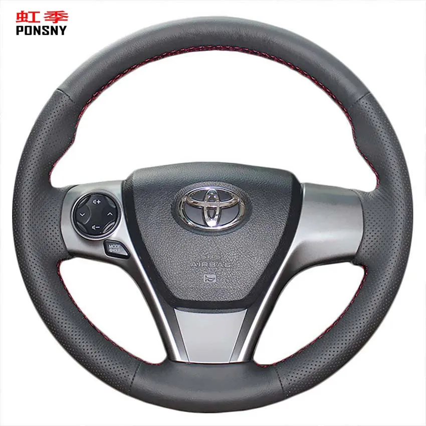 PONSNY Black Artificial Leather Car Steering Wheel Cover for Toyota Camry 2012 2013 2014 Venza 2013 2014 2015