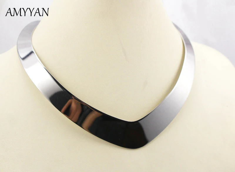 316l Stainless Steel Steel Color Torques Necklace V Shape Collar Choker Jewelry Women Torques Christmas Present