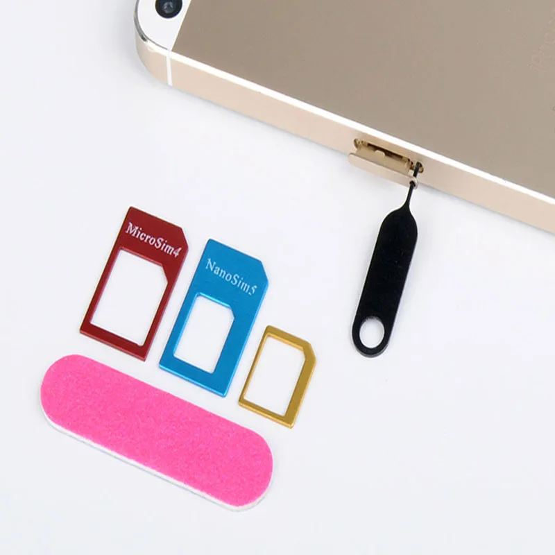 50pcs 5 in1 SIM Card Adapter For iPhone 5 nano sim adapter set SIM Card Full sim card adapter for phone