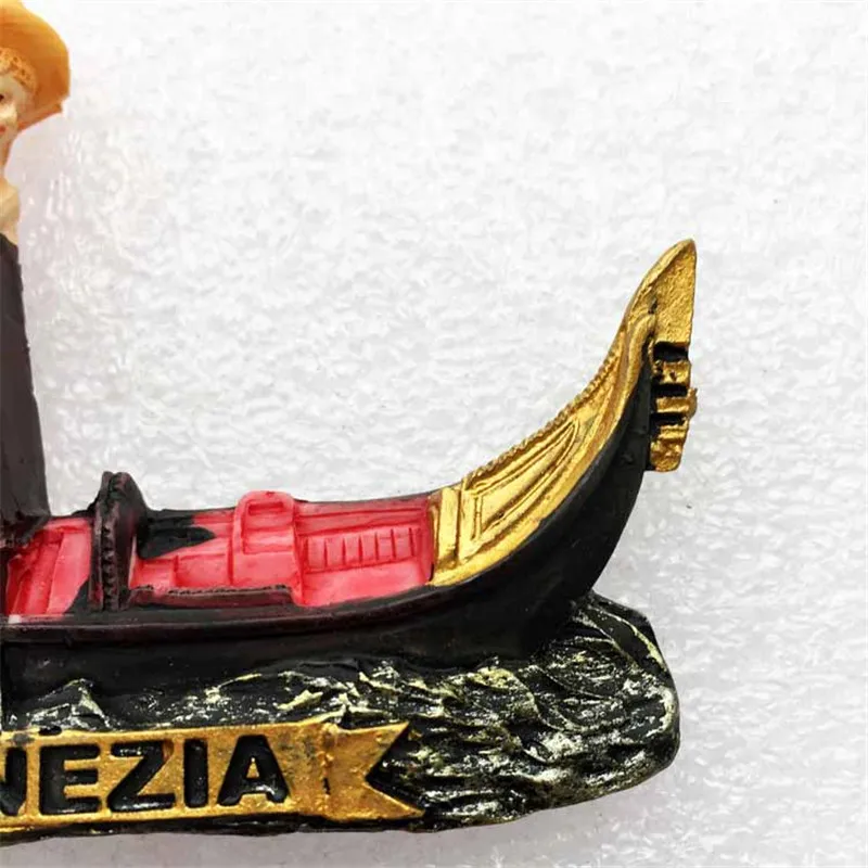 High Quality Handmade Resin Venezia  Gondola Shaped Fridge Magnets Venice Italy Tourist Souvenirs Refrigerator Magnetic Sticker