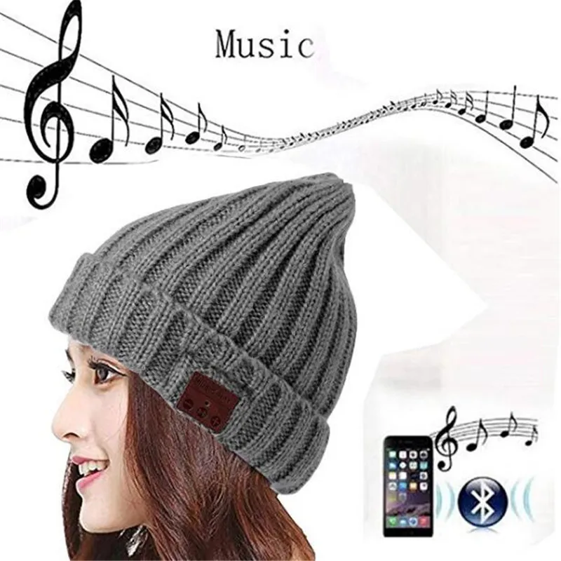 Winter High Elastic Wireless Beanie Plus Velvet Knitted Hat Hand-free Headset Speaker Mic Stereo Magic Music Smart Bluetooth Cap