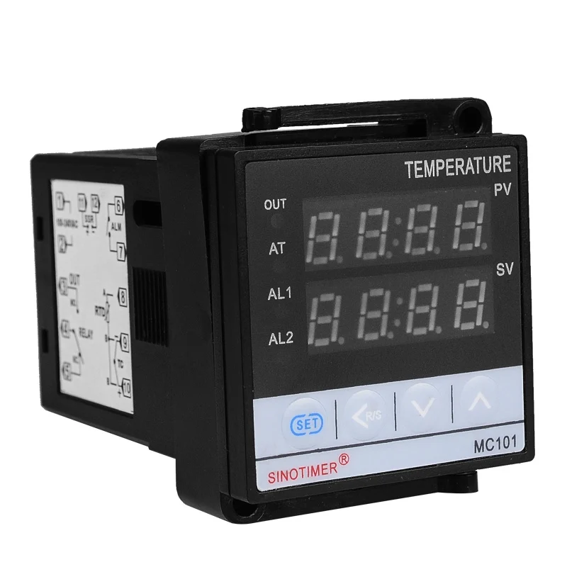 Fahrenheit Short Shell Input PT100 K Thermocouple Digital PID Temperature Controller SSR Relay Output for Heat with Alarm MC101