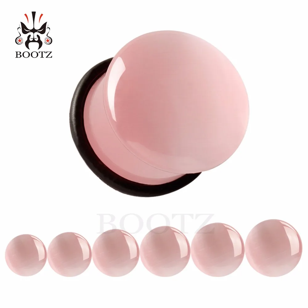 Wholesale Price Single Flared Pink Stone Ear Plugs Tunnels Piercing Body Jewelry Earring Gauges Expanders Stretchers 32PCS