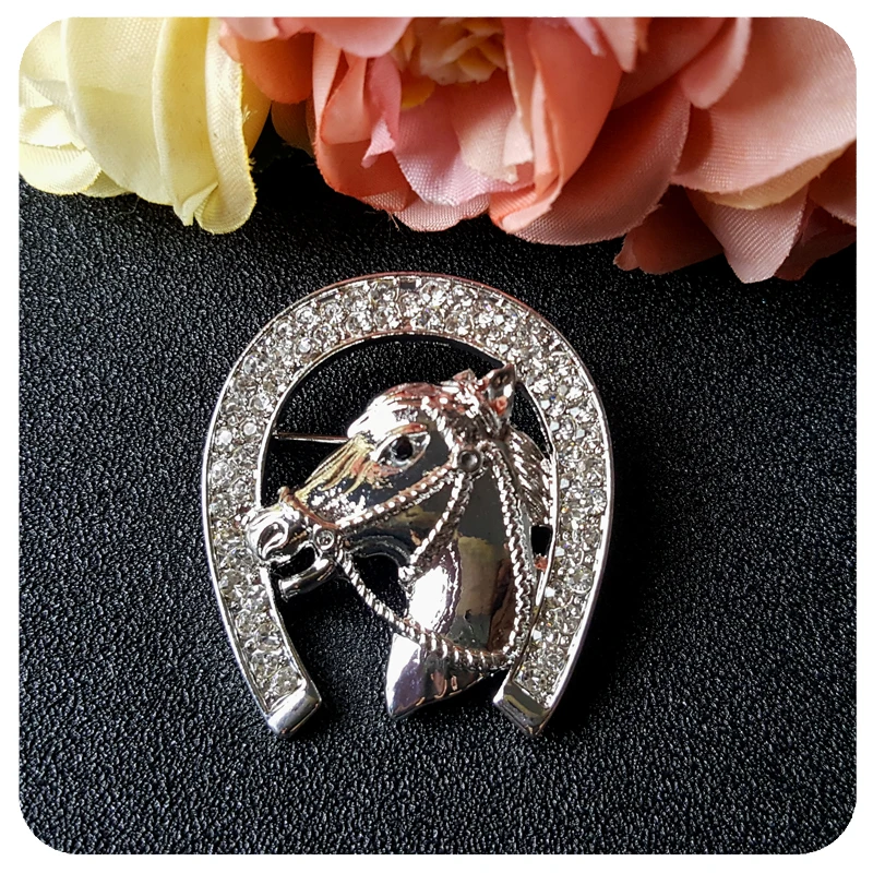 Blingbling Crystal Lucky Horseshoe Brooch Pin Gift