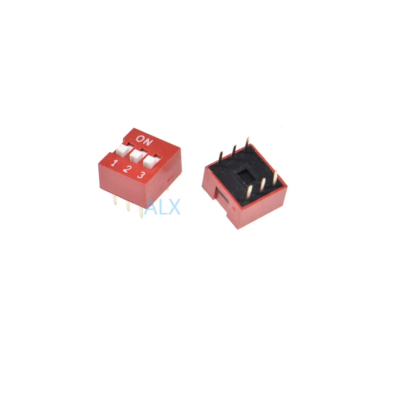 10PCS red 3p dip 3 Position TOGGLE switch doule Row 3PIN PITCH 2.54MM Slide Switches 3 PIN