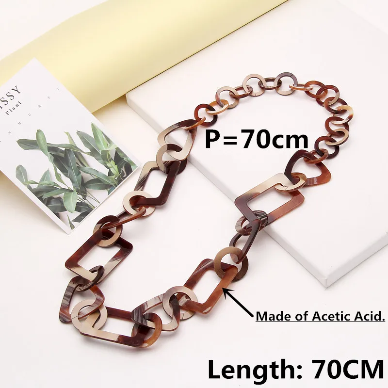 FishSheep Personality Acrylic Geometric Long Necklace For Women Resin Chain Link Pendant Necklaces Female Wedding Party Jewelry