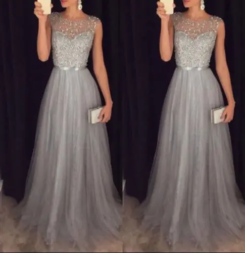 2018 New Women Formal Dresses Evening Party Ball Prom Sexy Gown Sequin Fashion Long Dresses