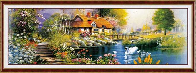 190*65cm Needlework,DIY Cross stitch,Sets For Full Embroidery kits, River Cottage Counted Cross-Stitch Painting Wall Home Decro