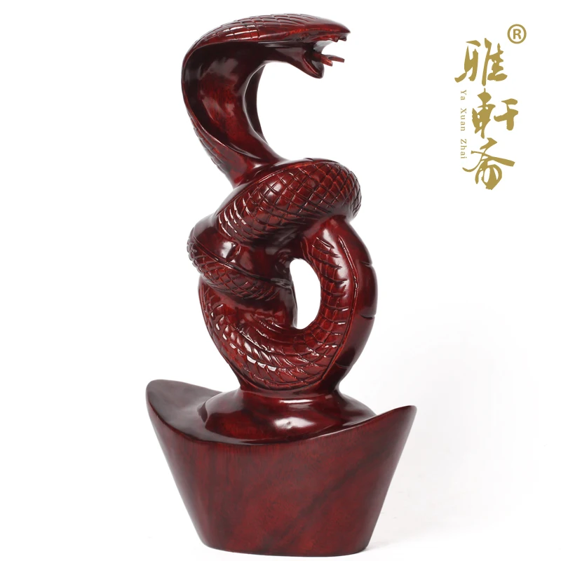 Zhai Gallery mahogany crafts wood carved snake Zodiac Home Furnishing Cobra Gold snake money decoration Feng Shui