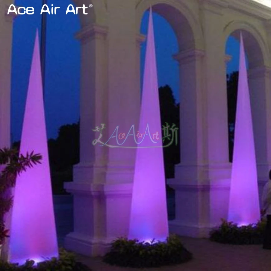 Popular Lighting Inflatable Cones Light Column Wedding Party Decoration with 16 Changing Colors and Remote Controls