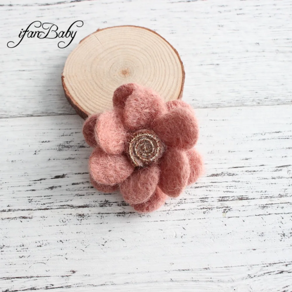 Flat back Soft warmer wool flowers with Lollipop in center perfect for DIY hair flowers headband hair accessories felt flower