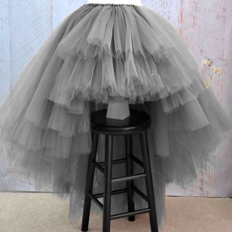 Asymmetrical High Low Tiered Puffy Tulle Skirts For Women Special Designed Floor Length Long Women Skirt Tutu 2017 Custom Made