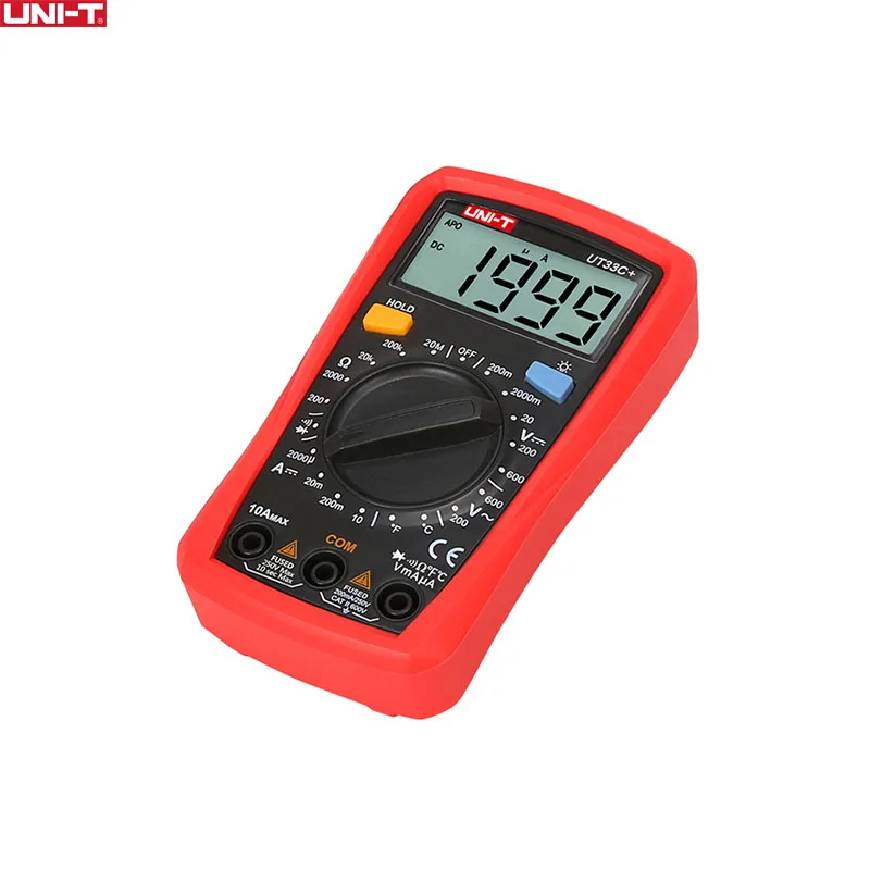 UNI-T UT33C+ Digital Multimeter LCD Meter Ammeter Multitester Backlight Electric AC DC Voltage Current Resistance Tester