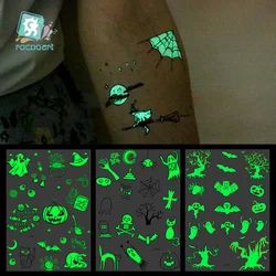 Rocooart Halloween Luminous Tattoo Ghost Taty For Kids Fake Tattoo Witch Glowing in Dark Waterproof Temporary Tattoo Stickers