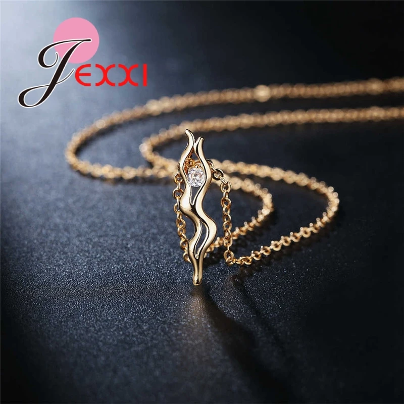 New Arrival Solid Cubic Zirconia Cute Matte Abstract Human Genuine 925 Sterling Silver  Charm Necklace Jewelry Female