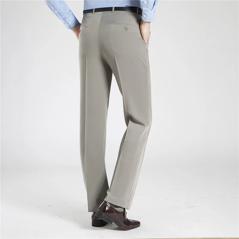 ICPANS-pantalones de negocios para hombre, traje Formal de verano, pantalones de algodón para oficina, Pantalones rectos sueltos, talla grande 40 42