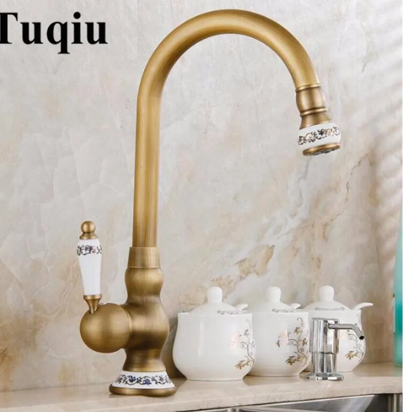 Hot & Cold Basin Faucet Europe style total brass bronze finished kitchen faucet swivel kitchen mixer tap,sink tap Wash faucet