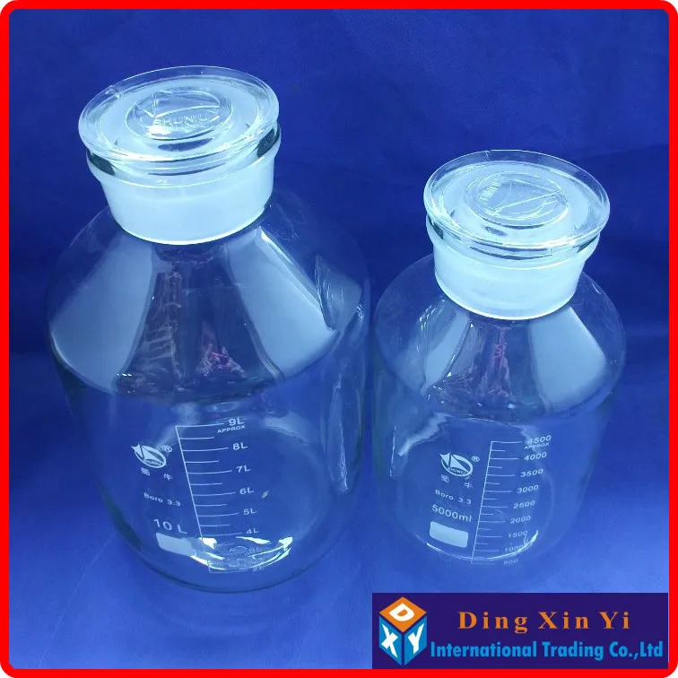 5000ml Wide mouth reagent bottle,5000ml Glass reagent bottle  with ground-in glass  stopper,Transparent glass bottle