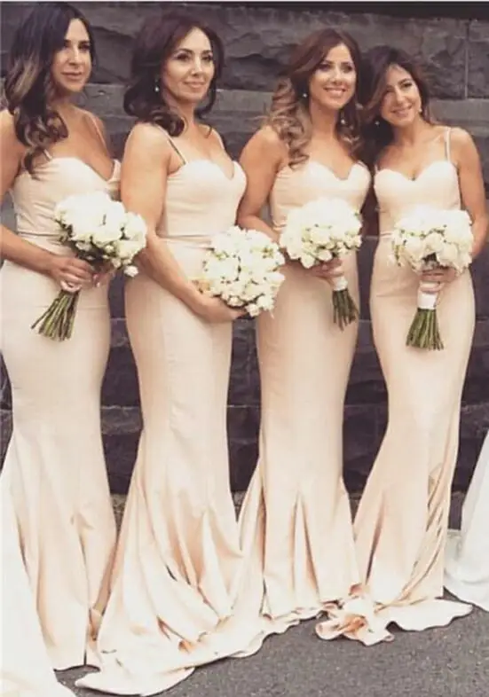 Sexy Sweetheart Champagne Mermaid Bridesmaid Dresses Women's Bodycon Prom Party Wear Dress Custom Made Prom Gowns Plus Size