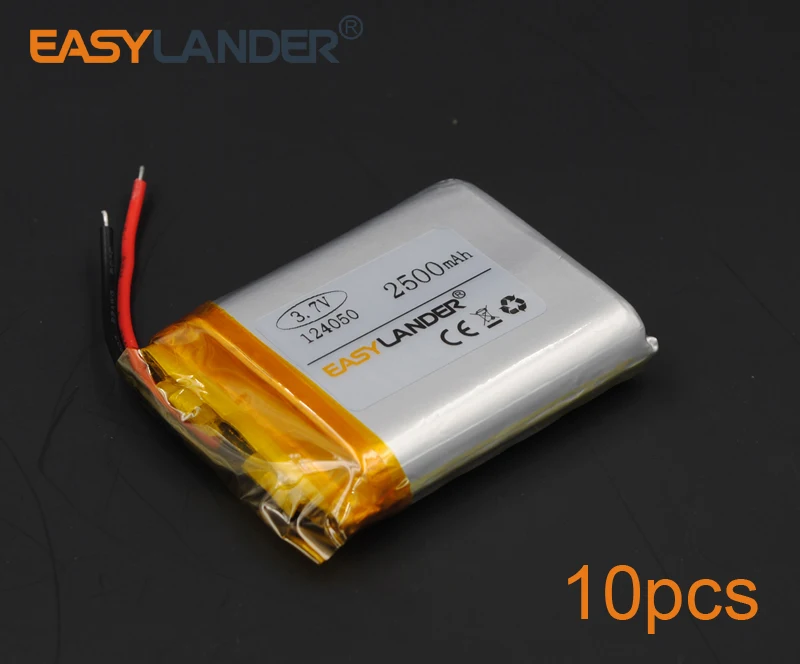 10pcs/Lot 3.7V 2500mAh 124050 Rechargeable Lithium Li-ion Polymer Battery