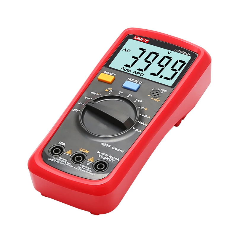 Imagem -04 - Multímetro Digital 1000v 10a Desligar Automático ac dc Tensão Corrente Ohm Diodo Medidor Teste de Temperatura Uni-t-ut136c +