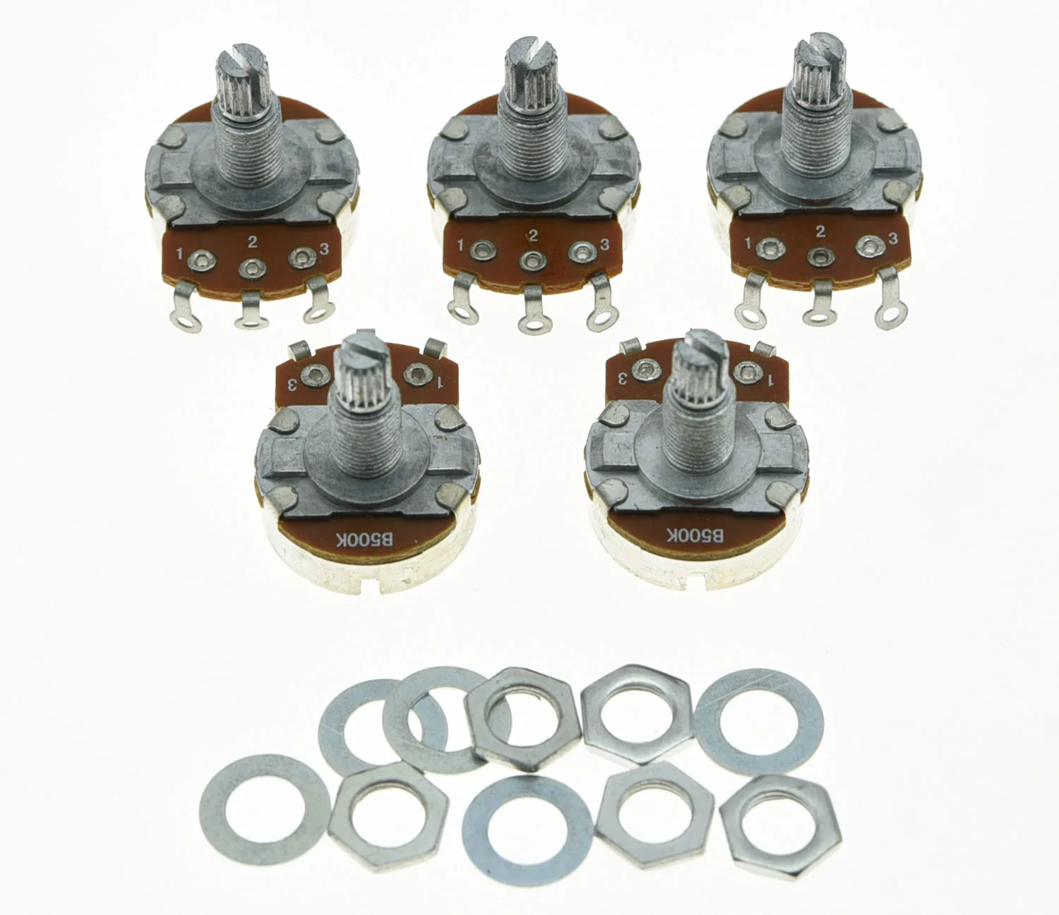 

Набор из 5 линейных горшков KAISH B500K для гитары, 24 мм, большое основание с длинным валом потенциометра