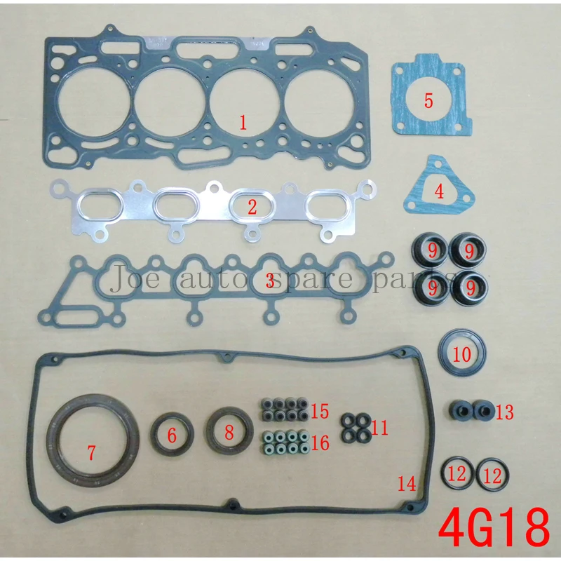 

4G18 Engine Full Gasket Set kit for Mitsubishi LANCER LING/kuda/sparce star/colt plus(taiwan) 1.6L 1584CC SE000356