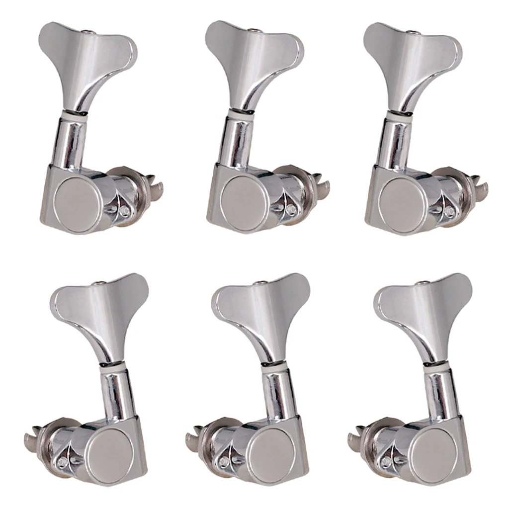 Pack of 6 3L3R Alloy Electric Bass Machine Heads Tuners Replacement Tuning Pegs Closed Tuning Keys 2.2 x 1.09inch