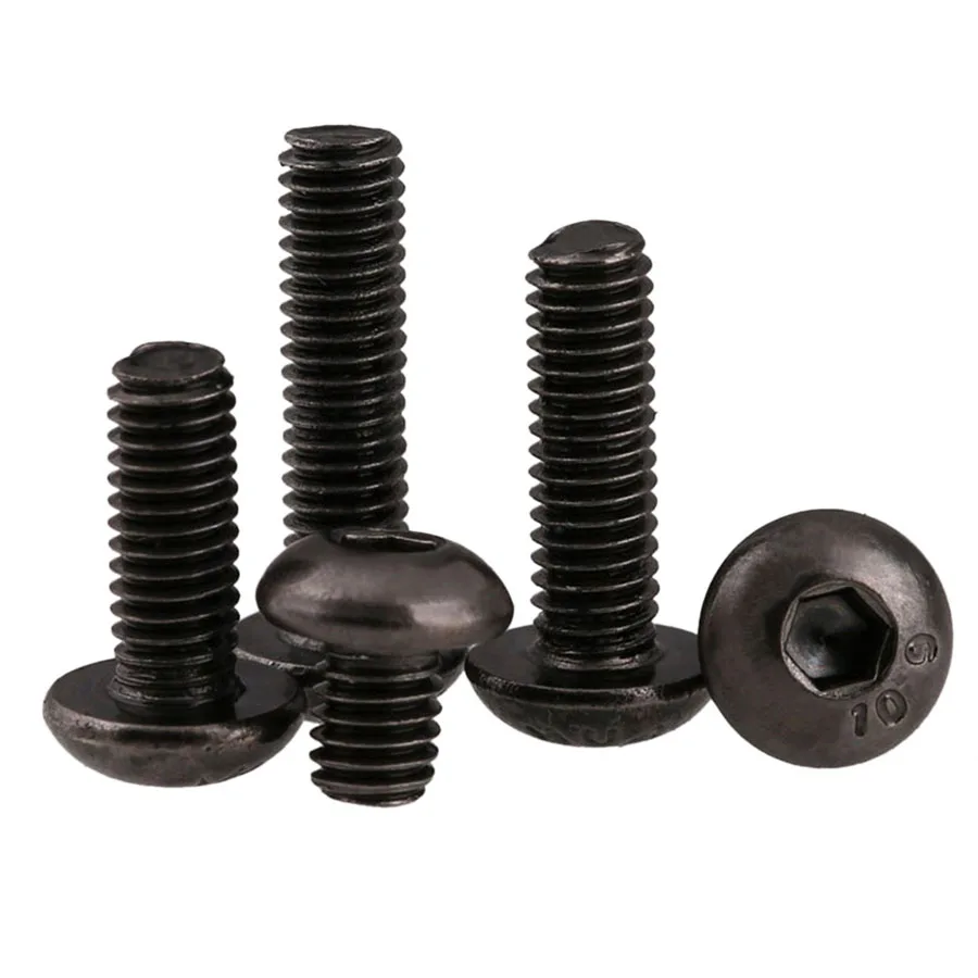 

M1.6 M2 M2.5 M3 Grade 10.9 Hex Socket Round Button Head Screws Black Nickel Bolt Tornillo hexagonal interior de cabeza redonda