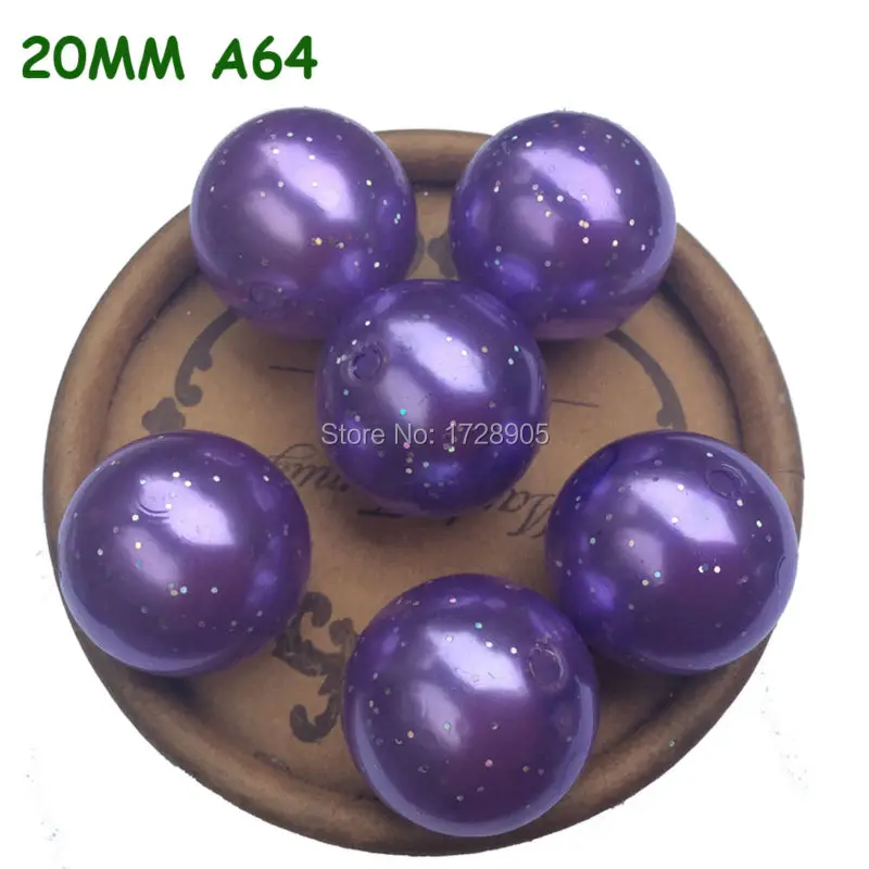 

Fashion New 110pcs/lot 20mm Violet ABS Imitation Glitter Powder Pearl Beads Fit DIY Jewelry Bracelet Findings