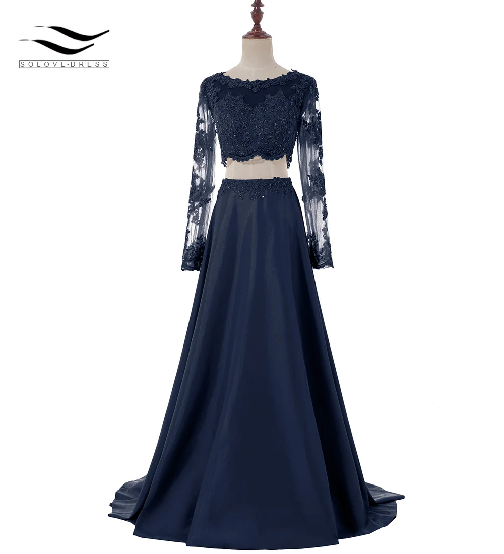 Solovedress مثير قطعتين مثير ألف خط فستان الحفلة الراقصة الدانتيل ثوب مسائي يزين فيستدو دي فييستا SL-P330