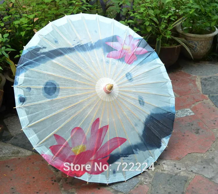 Dia 50cm Chinese Craft Classical Red Lotus Painting Oiled Paper Umbrella Handmade Parasol Decoration Gift Dance Props Umbrella