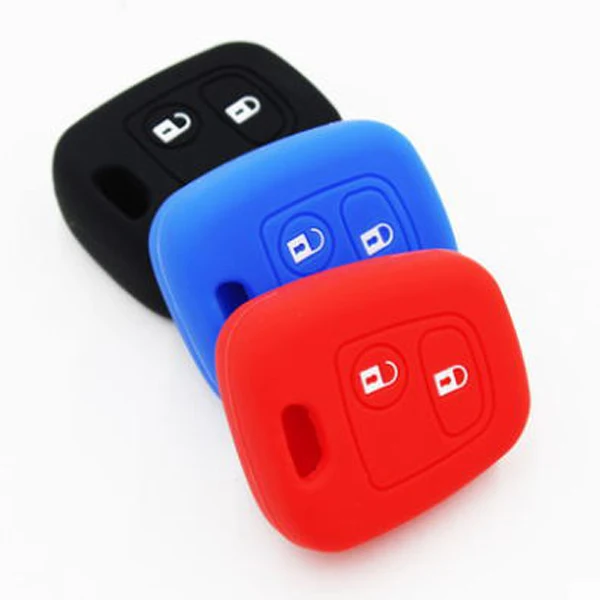 

PREISEI 30pieces/lot car remote key protective silicon bags for peugeot citroen 2 buttons key case without logo