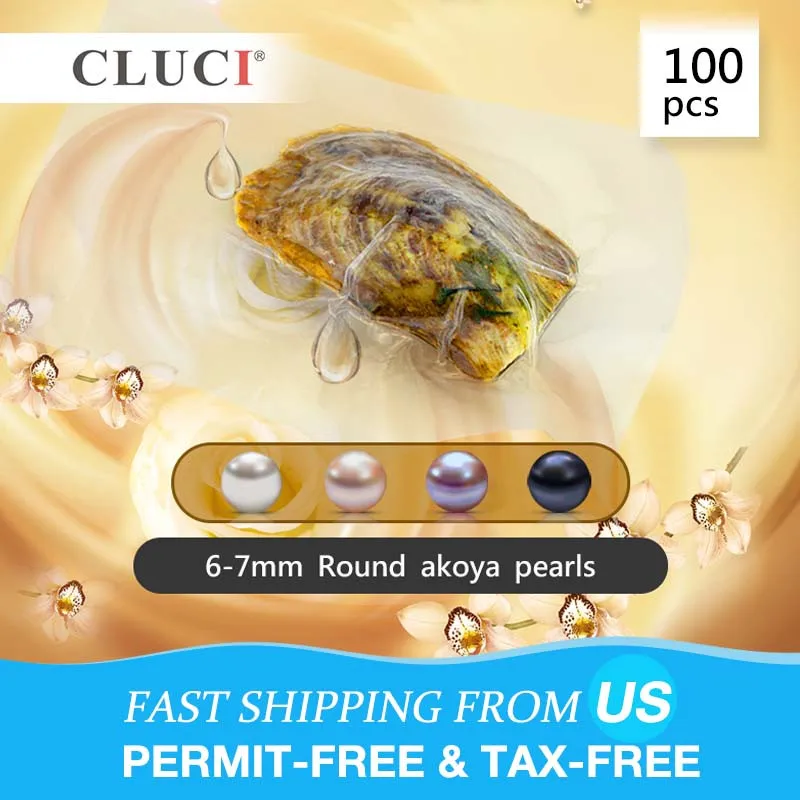 

CLUCI 100pcs 6-7mm Round Akoya Pearl in Oyster Natural Quality Akoya Pearl Oyster Vacuum Packed Oysters with Pearl WP004SB