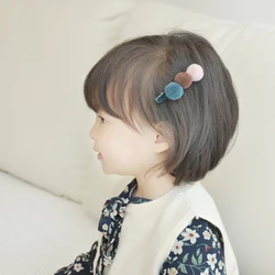 Cute Kids Snap Hair Clips For Girls Three Colors Tandem Ball Pompom Hair Pins Barrettes Headwear Baby Children Hair Accessories