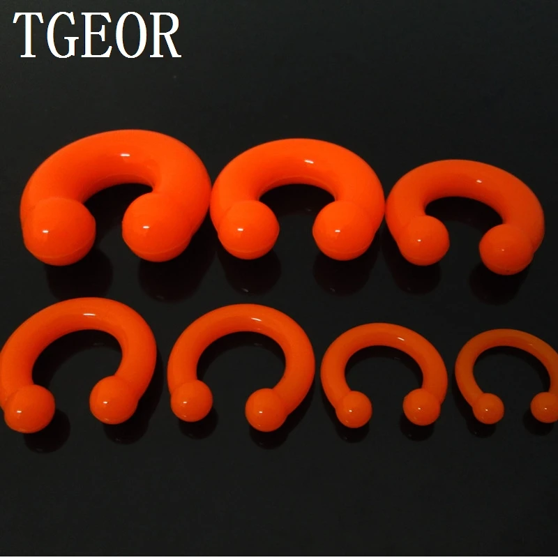 Hot Gauges 7pcs mixed 7 sizes colors circular silicone horseshoe piercing body jewelry free shipping